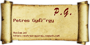 Petres György névjegykártya